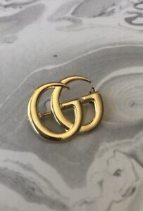 1” Gucci GG Pin Brooch Gold Tone