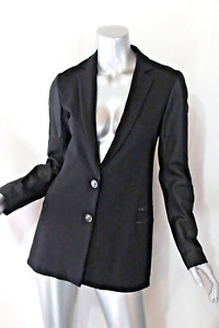 Womans THEORY Black Blazer Jacket With Leather Sleeves Size 4 NWOT