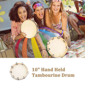 Musical Tambourine Wood Hand Held Tamborine Drum Round Percussion Gift
