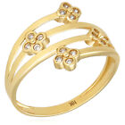 0.40CTW Simulated Diamond 10K Yellow Gold Flower Cocktail Ring
