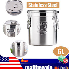 6L Airtight Rice Bucket 304 Stainless Steel Canister Food Storage Container NEW