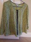 Habitat Top Blouse Rayon Size S Button Front Art to Wear Green Dots