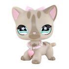 Littlest Pet Shop lps Short Hair Cat #468 Gray with LPS Accessories Bow Necklace