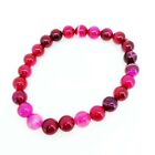 8 MM Natural Pink Onyx Crystal Beads Powerful Stretchy Charm Bracelet 8 Inch