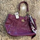 ❤️‍🔥RARE Coach Mia Handbag Patent Leather Shoulder Bag with scarf NWT Raspberry