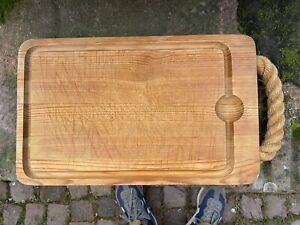 Rare pine and rope cutting board by Audoux Minet Golf-Juan circa 1950