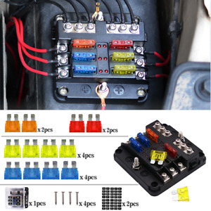 6-Way Car Marine Waterproof Fuse Box Block Holder with LED Indicator for 12V/24V