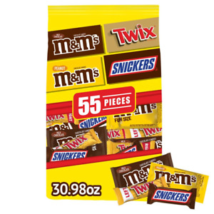 New ListingM&M'S Milk Chocolate, M&M'S Peanut, TWIX & SNICKERS Fun Size, 30.98 oz, 55 ct