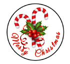 Candy Cane Holly Berry Christmas Sticker, Label, Envelope Seal, Scrapbooking