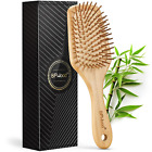 Bfwood Bamboo Paddle Hairbrush with Bamboo Bristles for Massaging Scalp