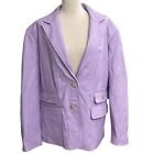 Terry Lewis  Lilac Purple Lavender LEATHER  Button Lined JACKET Coat Size 2x EUC