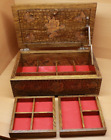 Vintage Large Hand Made Hand Carved Hard Woods Jewelry Box Cabinet - Over 10 LBS
