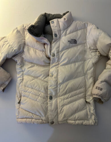 The North Face whtie DOWN 550 puffer jacket Girl's Youth S 7/8