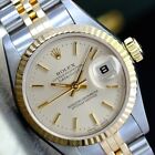 ROLEX LADIES DATEJUST TWO TONE SILVER INDEX DIAL FLUTED BEZEL 26MM WATCH 69173