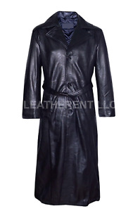 Mens Wesley Snipes Blade Trinity Classic Cosplay Black Leather Trench Coat