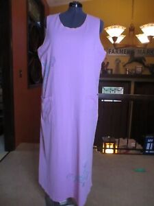 Vtg Fenini 2X 100% Cotton Purple Maxi Lagenlook Dress w/ pockets