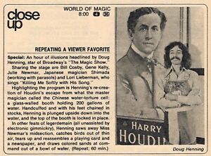 1976 TV AD MAGICIAN DOUG HENNING WORLD OF MAGIC HARRY HOUDINI HOUR OF ILLUSIONS