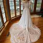 Vintage Biljoy White Pouf Sleeve Traditional Bridal Gown Wedding Dress Size 10