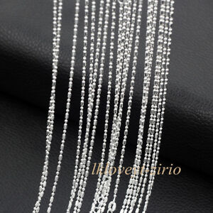 Wholesale Lots 5Pcs 925 Sterling Solid Silver Bar & Bead Chain Necklace 16