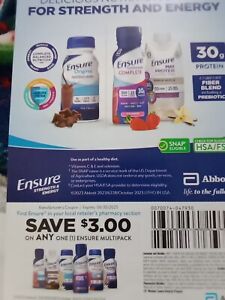 New ListingOne  $3 Off Any Ensure Multipack Savings of $3.00. Coupon Exp 6/30/25