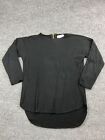 Magaschoni Cashmere Sweater Womene's Large Black Pullover Hi Low Crew Neck