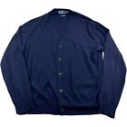 VTG Polo Ralph Lauren Navy Blue Pure Cashmere Cardigan Sweater Mens Size XL