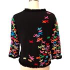 Michael Simon VTG Woven Ribbons Cardigan Sweater Rainbow Button Up Women’s Sz M