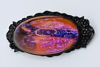 Antique Sterling dragons breath Brooch Sterling Silver Opal Glass Gorgeous