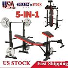600lbs 5 in 1 Foldable Adjustable Olympic Weight Bench Set for Full Body Workout