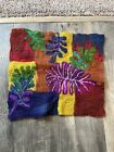 Vintage Wool Handmade Embroidery Pillow Floral Panel 19x23