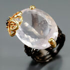 Handmade 24ct+ Natural Rose Quartz Ring 925 Sterling Silver Size 8 /R349176