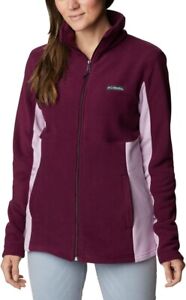 Columbia Womens Basin Trail Fleece Full Zip Jacket Size Large Berry Pockets