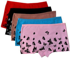 Lot 5 Boyshorts Panties Cotton Underwear Womens Ladies Girls (#6489)