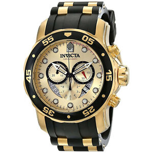 Invicta Men's Watch Pro Diver Scuba Gold Tone and Black Dial 17566 New With Tags