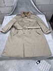 London Towne Trench Coat Mens Size 54 Double Breasted Winter Beige Lining Rain