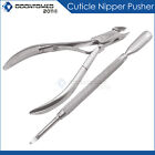 Stainless Cuticle Nail Spoon Pusher Remover Cutter Nipper Clipper Cut Set 2 Pcs