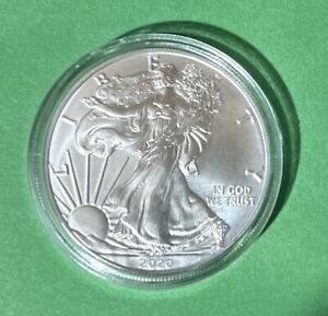 New ListingASE 2020 $1 American Silver Eagle Excellent Cond Last Yr Old Reverse Capsuled.