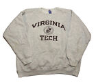 Vintage Champion Virginia Tech University Sweatshirt Grey XL I8