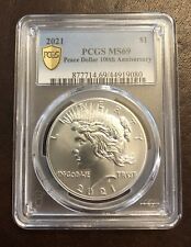 2021 Peace Dollar PCGS MS69 100th Anniversary, Gold Shield, OGP