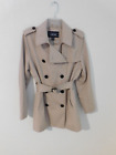 Lands End Women's Trench Coat Double Breasted Belted Tan Beige 10P