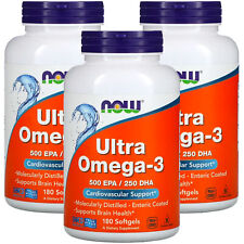 Now Foods, (3 Pack) Ultra Omega-3, 500 EPA/250 DHA, 180 Softgels