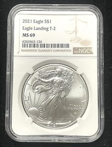 New Listing2021 AMERICAN SILVER EAGLE NGC MS69 TYPE 2 EAGLE LANDING