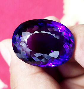 Loose Gemstone Certified 62 Ct Natural Purple Amethyst Oval Shape Pendent Size