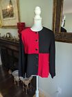 80s/90s Vtg Jacket Women's Large Red Black Colorblock Checkered Queen Of Hearts