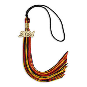 Endea Graduation Black/Red/Gold Mixed Color Tassel With Gold Date Drop