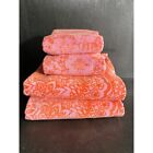 Vintage Lot of 4 Fieldcrest Pink Orange Floral Hand and  Bath Towels Retro