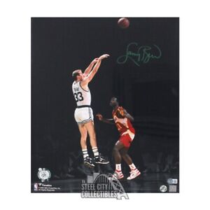 Larry Bird Autographed Boston 16x20 Basketball Photo - BAS (Shooting)