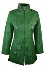 Leather Jacket Coat Trench Womens Size Women Long Genuine New overcoat Green