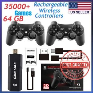 4K Game Stick 64GB Built-in 35,000+ Games Console w/Rechargeable controllers