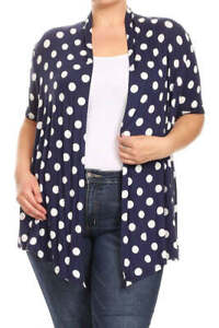 Polka dot Cardigan - Loose Fit, Open Front, Short Sleeves